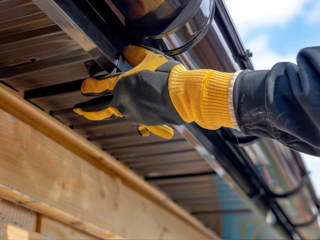 Gutter repair with roofing for troops